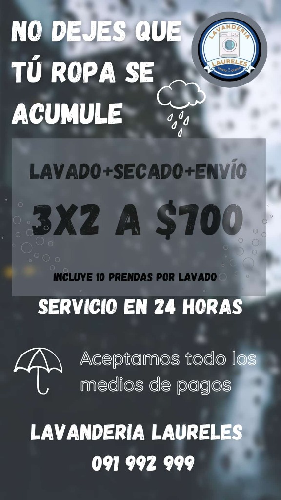 Promo 3x2 en lavado, secado y envío
